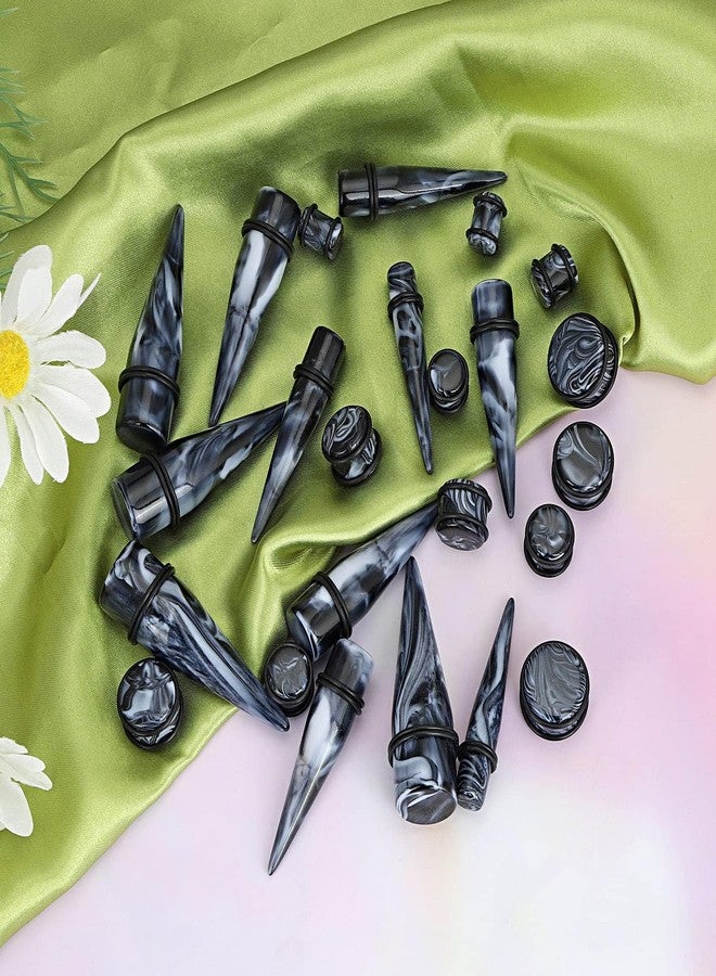 Qmcandy 24pcs Big Gauge Taper Kit Ear Stretching 00G-20mm Large Acrylic Tunnel Plug Set, Black White - Image 3